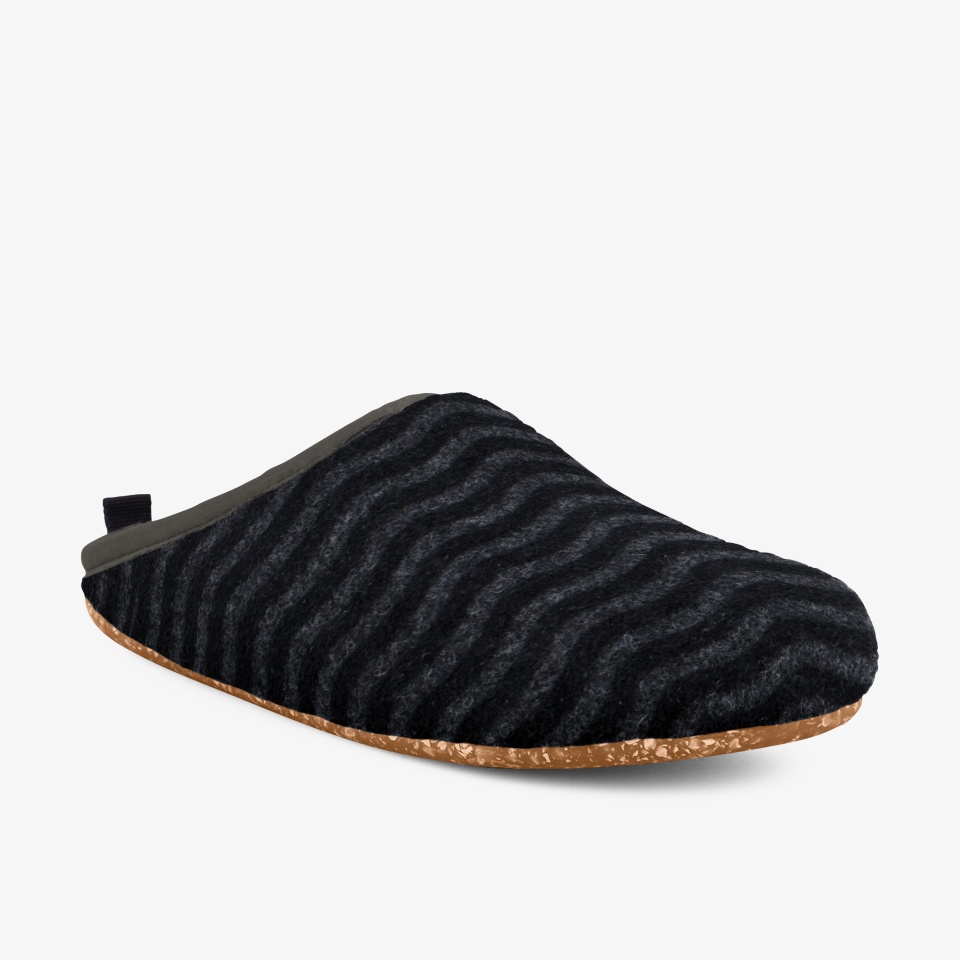 Camper Wabi Black/Grey - Camper Mens Slippers ||4790-ODEKB||